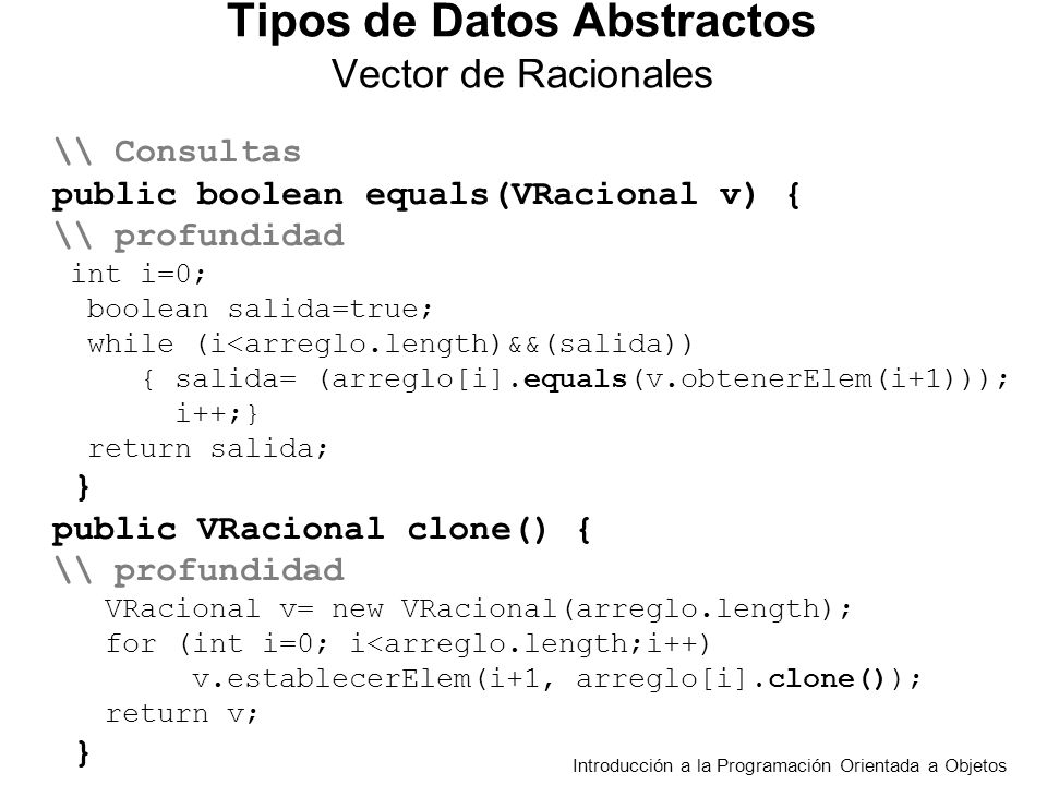 Tipos de Datos Abstractos Vector de Racionales