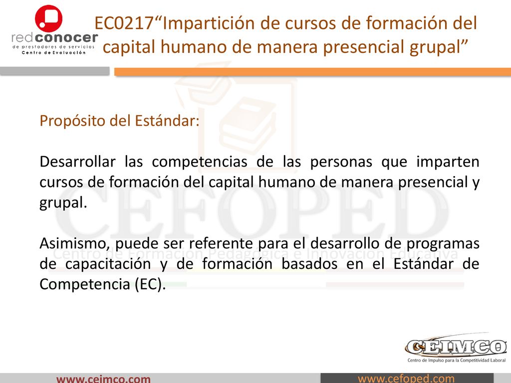 EC0217 Impartición de cursos de formación del capital humano de manera presencial grupal