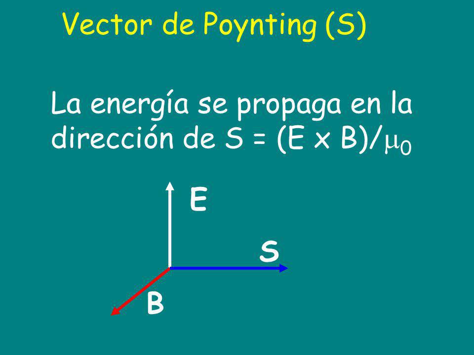 La energía se propaga en la dirección de S = (E x B)/0