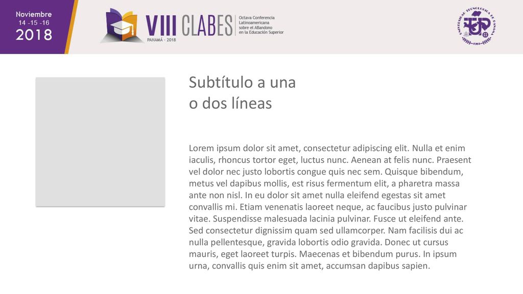 Subtítulo a una o dos líneas Lorem ipsum dolor sit amet, consectetur adipiscing elit.