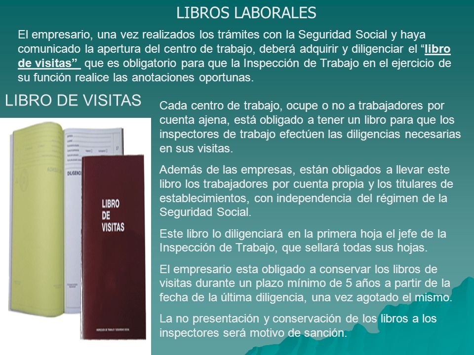 LIBROS LABORALES LIBRO DE VISITAS
