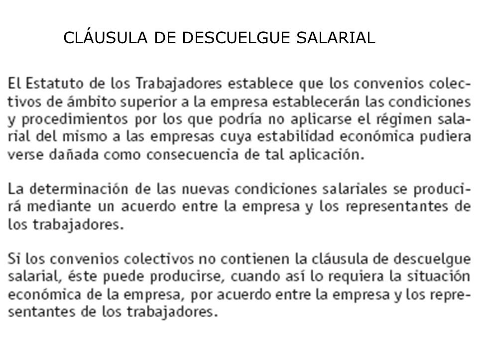 CLÁUSULA DE DESCUELGUE SALARIAL