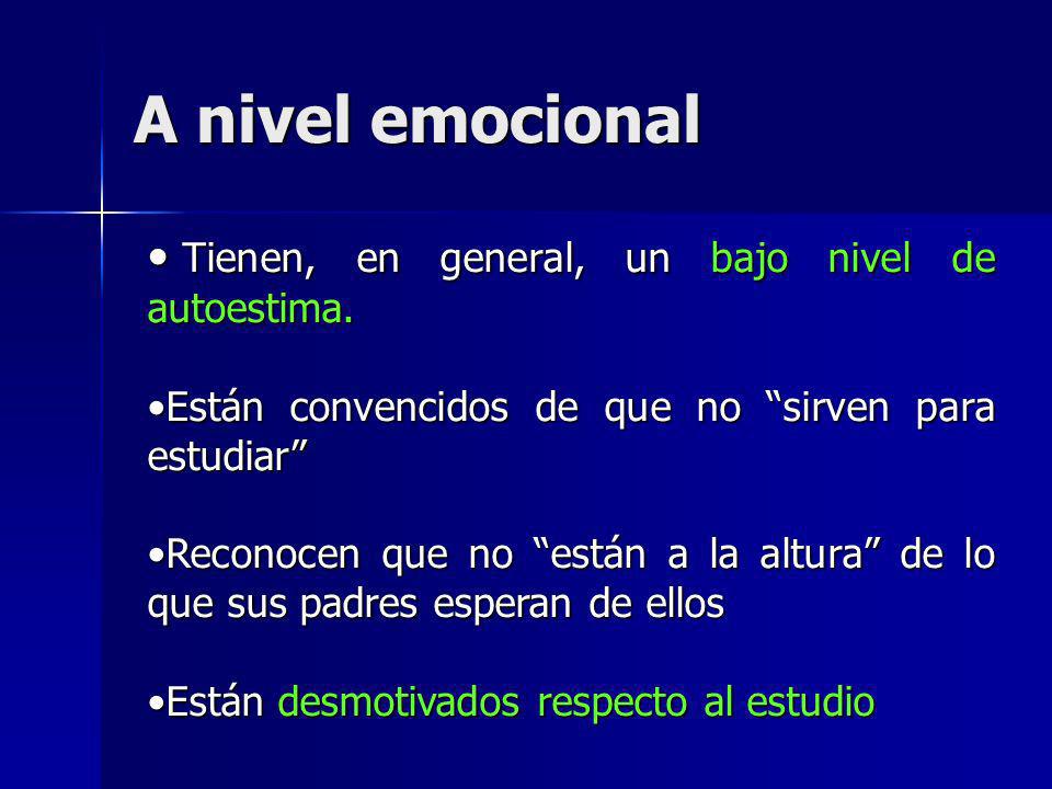 A nivel emocional Tienen, en general, un bajo nivel de autoestima.