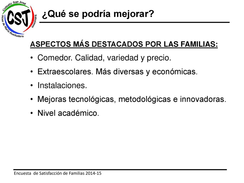 ¿Qué se podría mejorar Comedor. Calidad, variedad y precio.