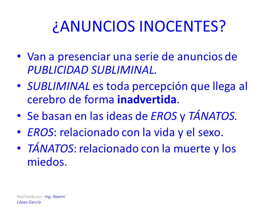 ¿ANUNCIOS INOCENTES Van a presenciar una serie de anuncios de PUBLICIDAD SUBLIMINAL.