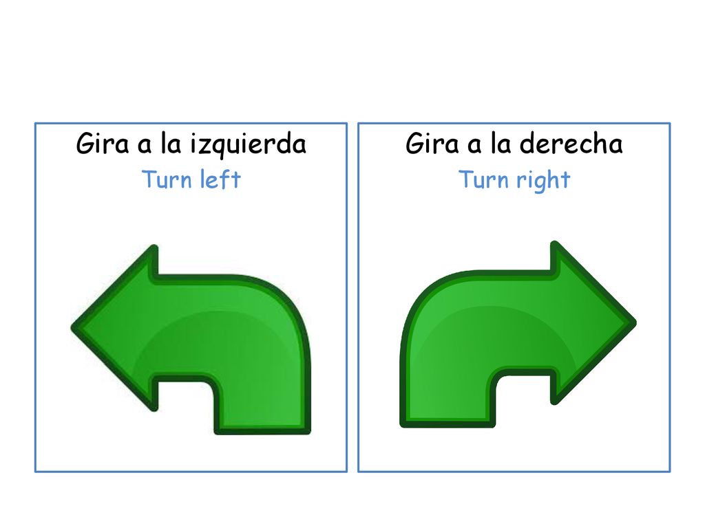 Gira a la izquierda Turn left Gira a la derecha Turn right