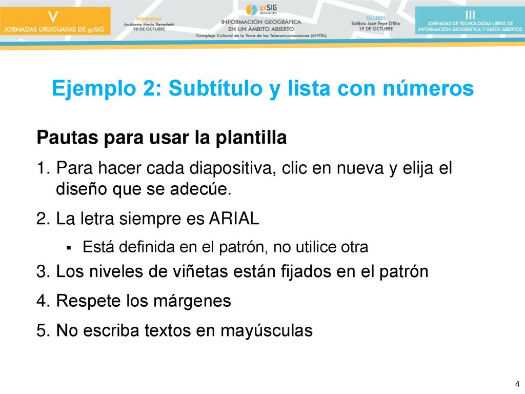 Ejemplo 2: Subtítulo y lista con números