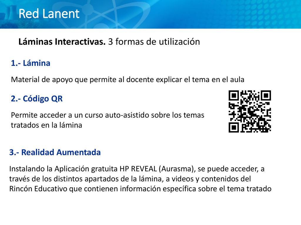 Red Lanent Láminas Interactivas. 3 formas de utilización 1.- Lámina