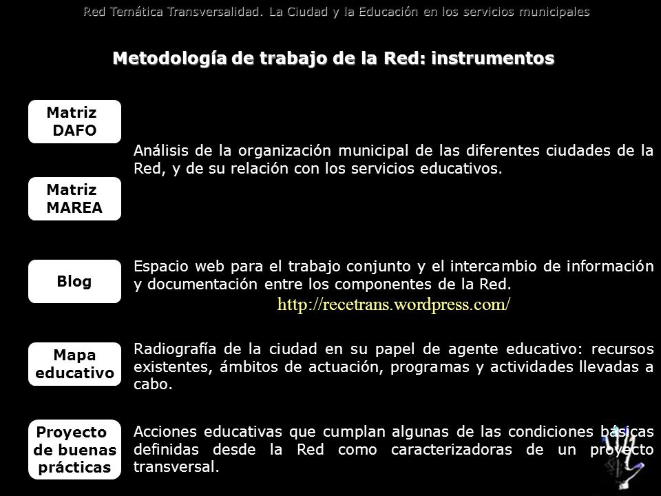 Metodología de trabajo de la Red: instrumentos