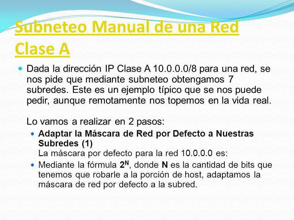 Subneteo Manual de una Red Clase A