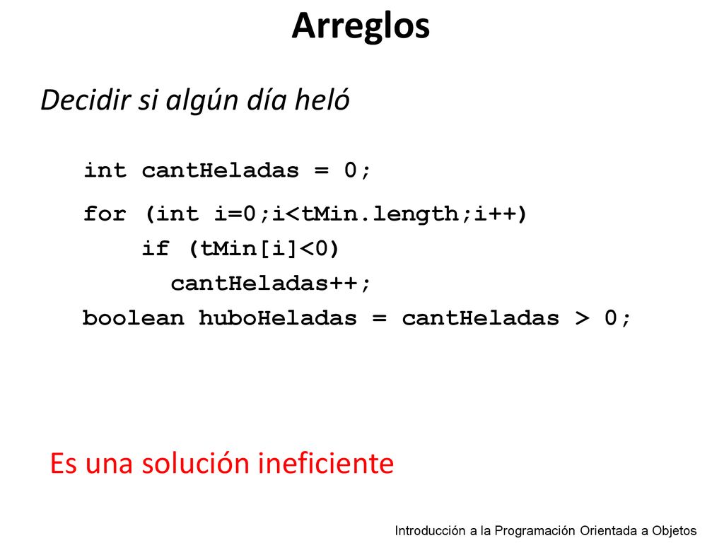 Arreglos Decidir si algún día heló Es una solución ineficiente