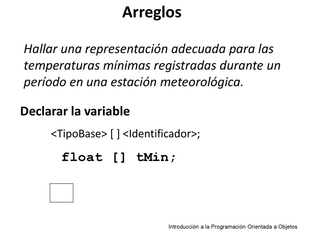 Arreglos Hallar una representación adecuada para las temperaturas mínimas registradas durante un período en una estación meteorológica.