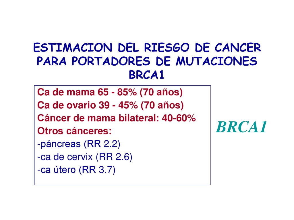 ESTIMACION DEL RIESGO DE CANCER PARA PORTADORES DE MUTACIONES BRCA1