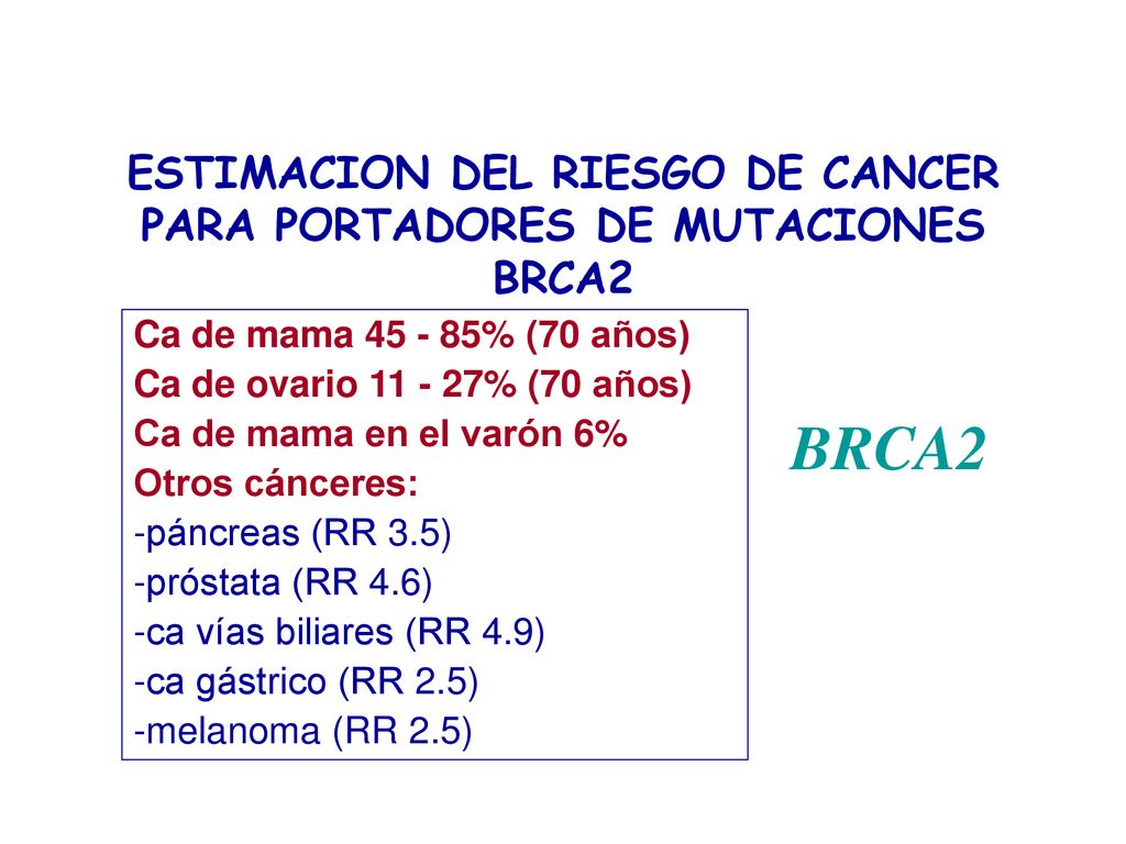 ESTIMACION DEL RIESGO DE CANCER PARA PORTADORES DE MUTACIONES BRCA2