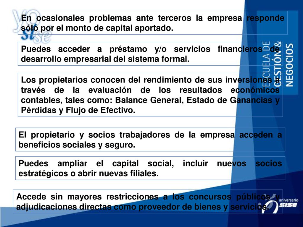 En ocasionales problemas ante terceros la empresa responde sólo por el monto de capital aportado.