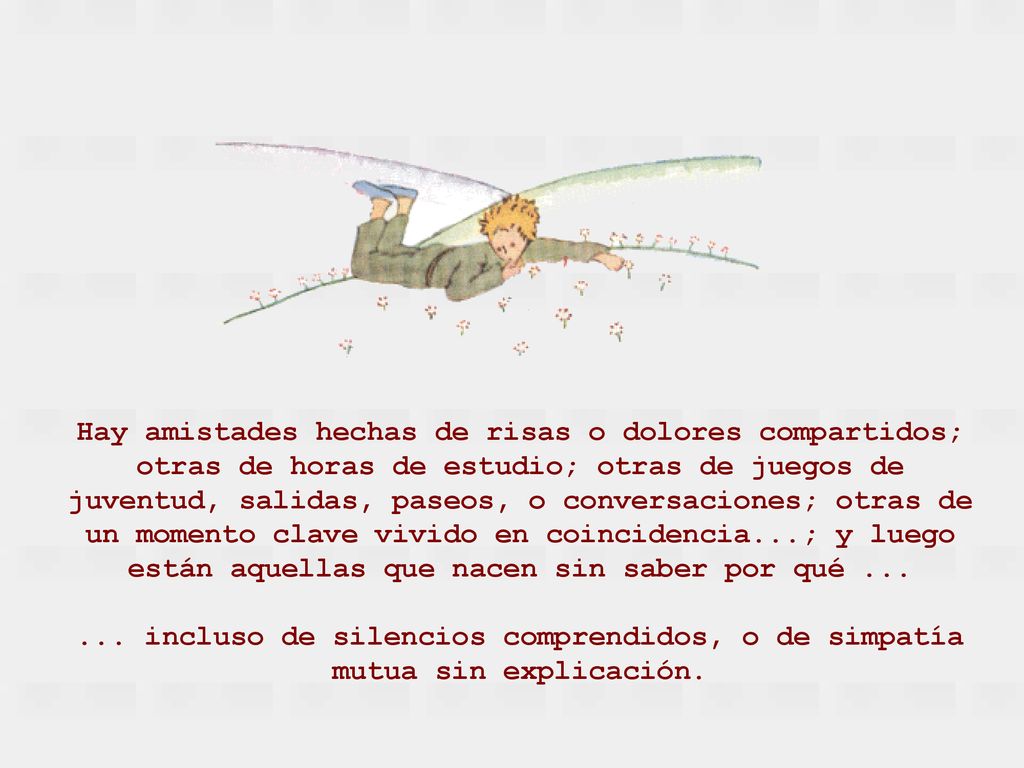Hay amistades hechas de risas o dolores compartidos; otras de horas de estudio; otras de juegos de juventud, salidas, paseos, o conversaciones; otras de un momento clave vivido en coincidencia...; y luego están aquellas que nacen sin saber por qué ...