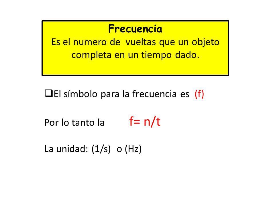 Es el numero de vueltas que un objeto completa en un tiempo dado.