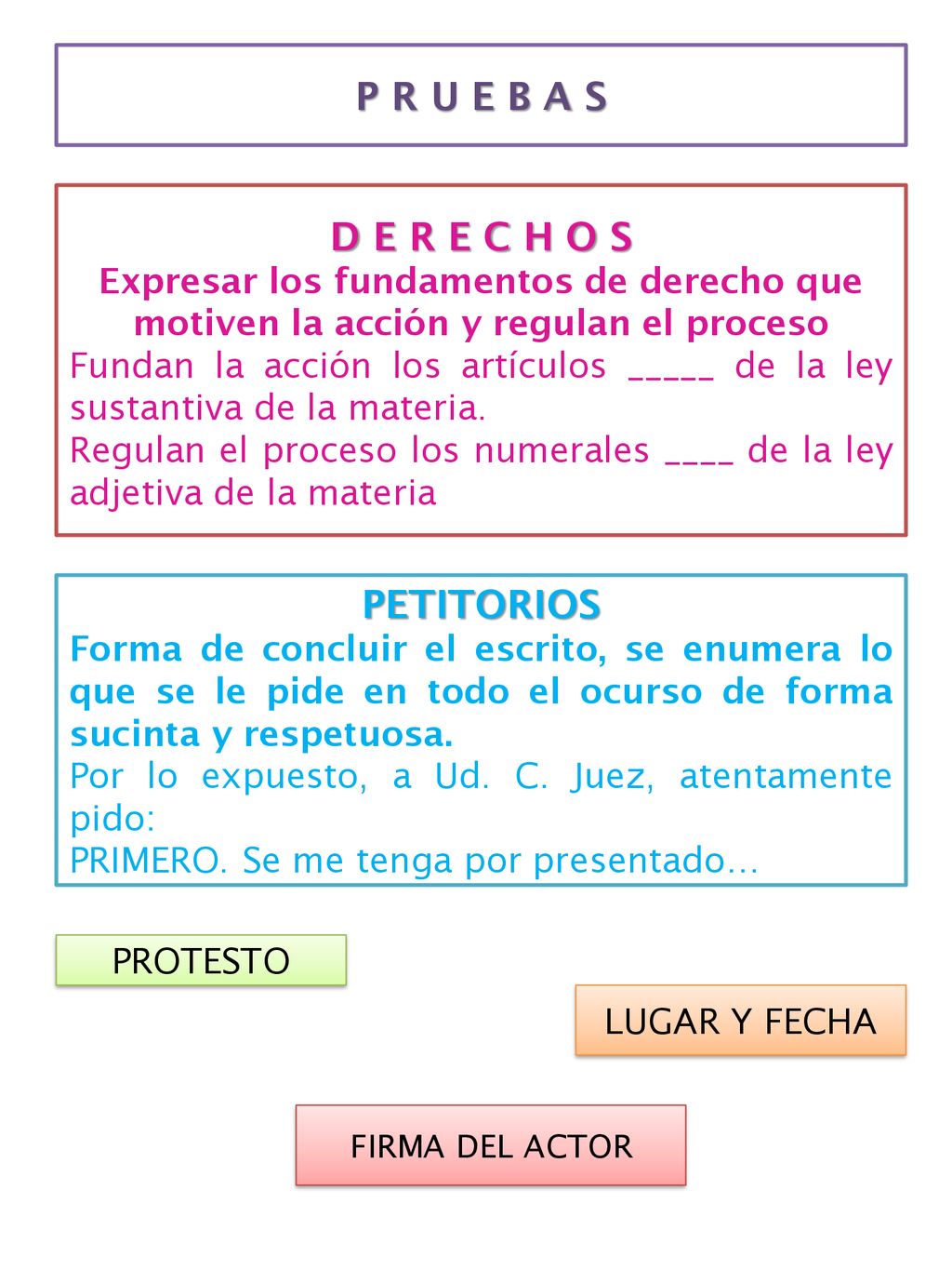 P R U E B A S D E R E C H O S PETITORIOS