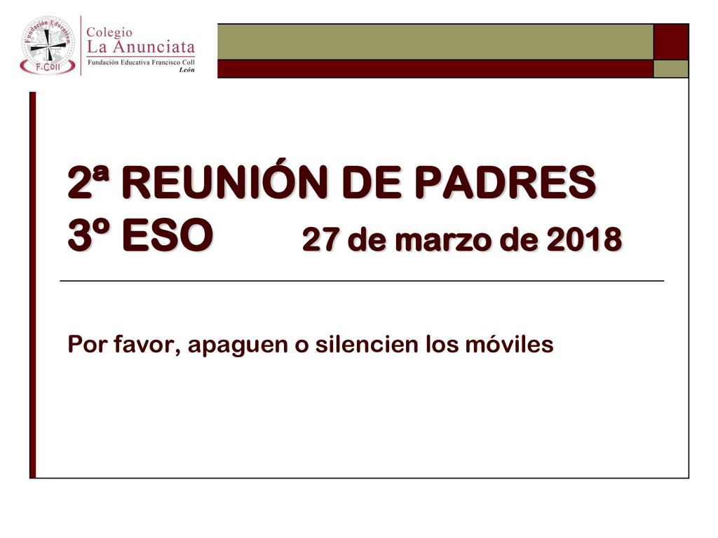 2ª REUNIÓN DE PADRES 3º ESO 27 de marzo de 2018