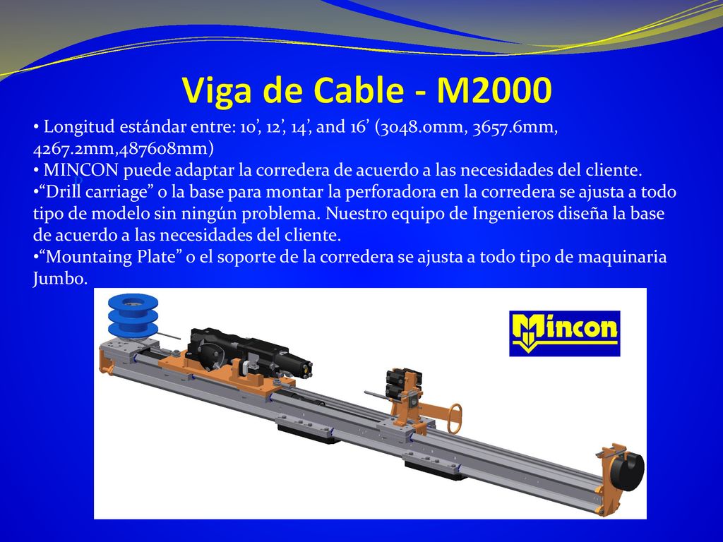 Viga de Cable - M2000 Longitud estándar entre: 10’, 12’, 14’, and 16’ (3048.0mm, mm, mm,487608mm)