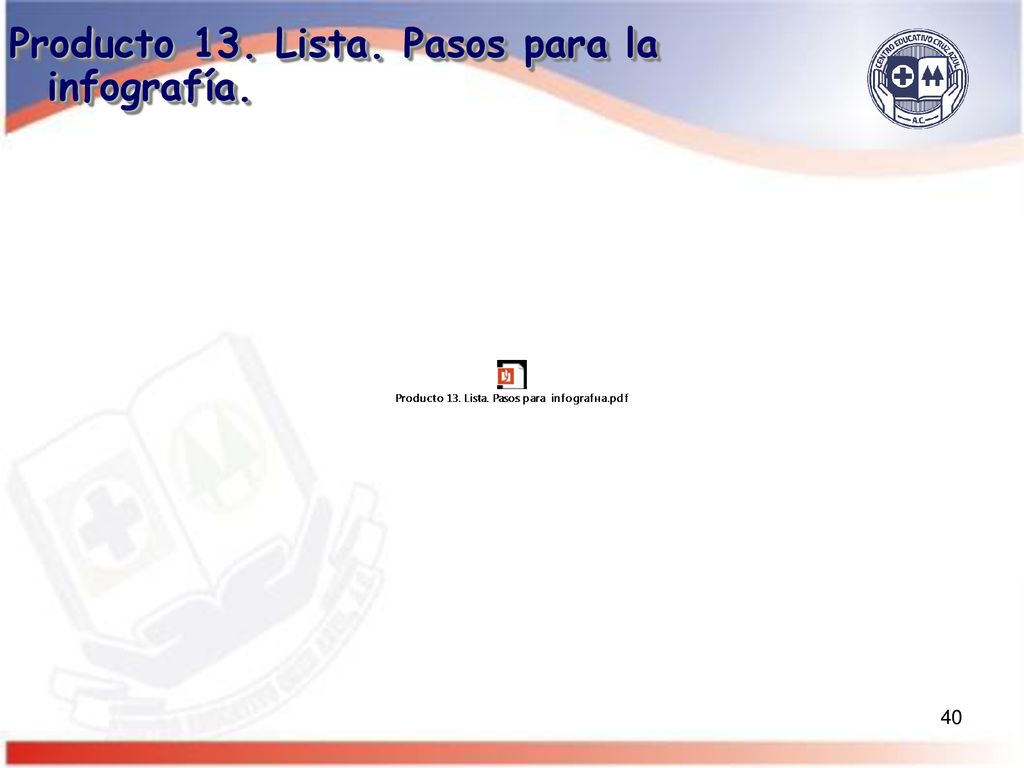 Producto 13. Lista. Pasos para la infografía.