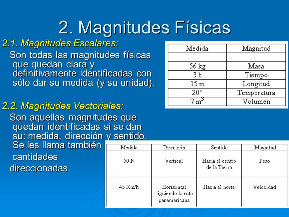 2. Magnitudes Físicas 2.1. Magnitudes Escalares: