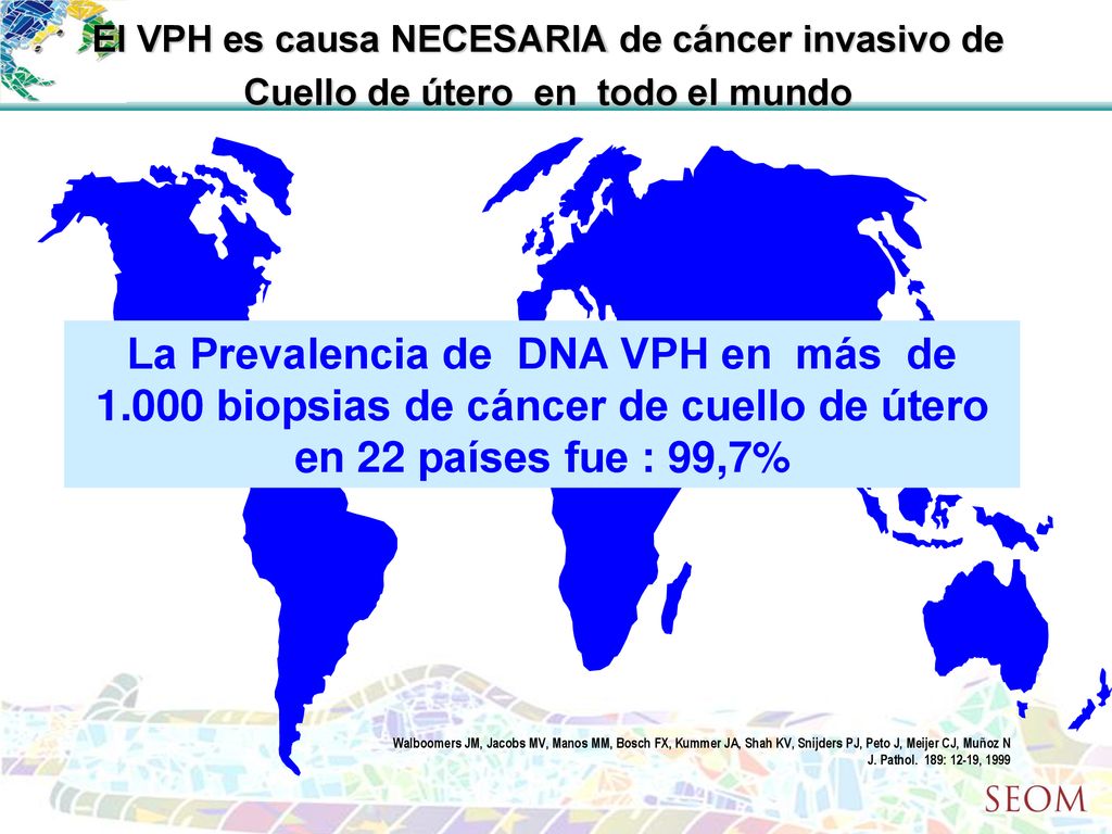 El VPH es causa NECESARIA de cáncer invasivo de Cuello de útero en todo el mundo