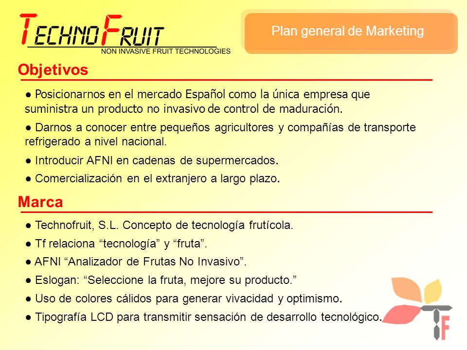 Objetivos Marca Plan general de Marketing