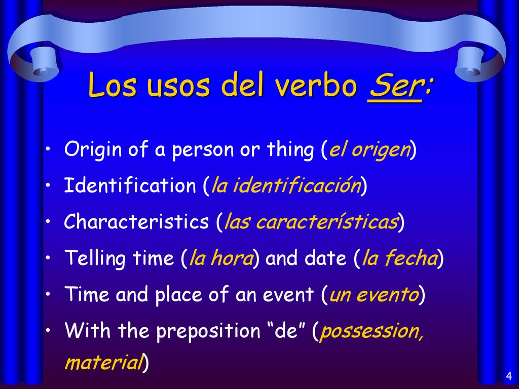 Los usos del verbo Ser: Origin of a person or thing (el origen)