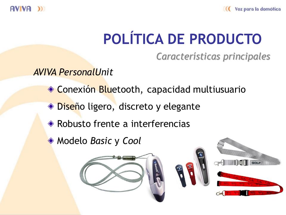 POLÍTICA DE PRODUCTO Características principales AVIVA PersonalUnit