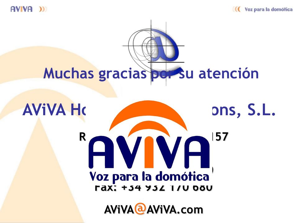Muchas gracias por su atención AViVA Home Voice Solutions, S.L.