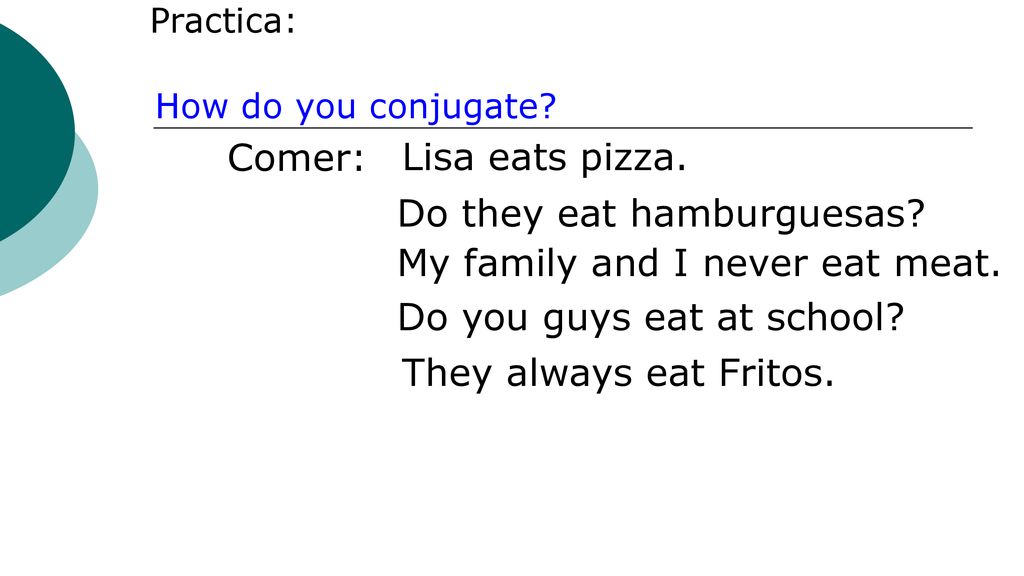 Do they eat hamburguesas My family and I never eat meat.