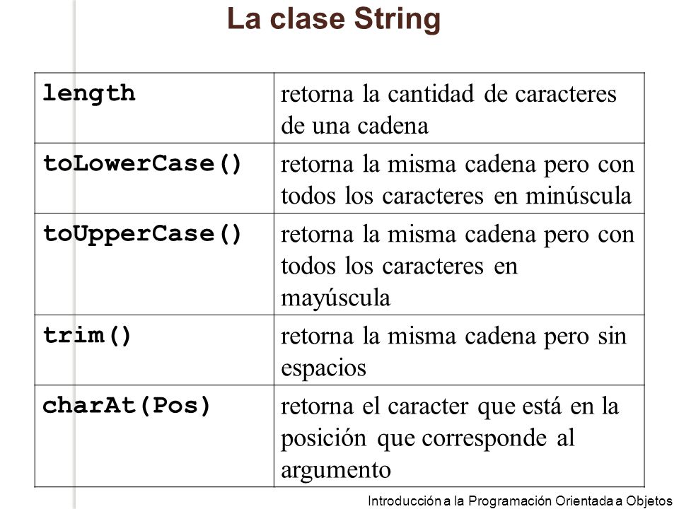 La clase String length retorna la cantidad de caracteres de una cadena