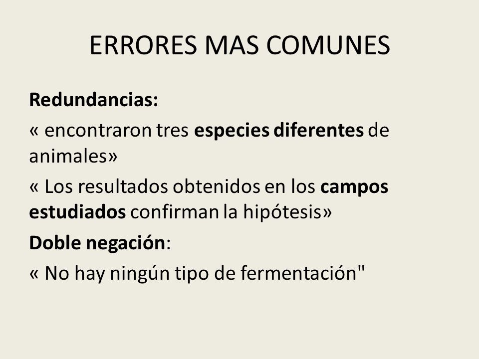 ERRORES MAS COMUNES