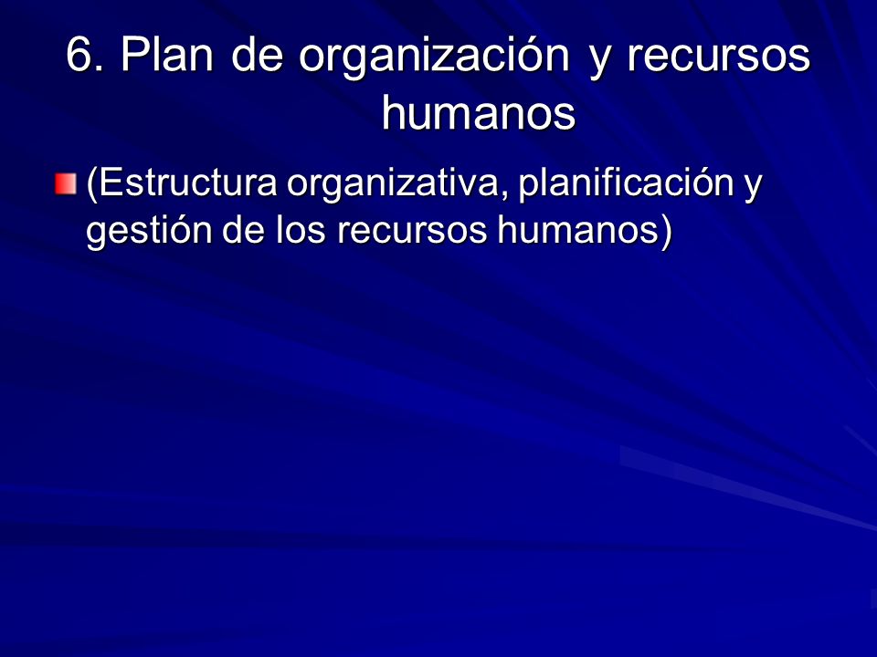 6. Plan de organización y recursos humanos