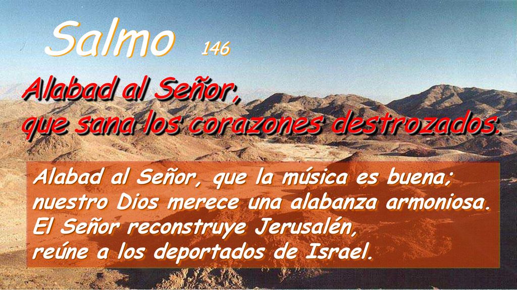 Salmo 146 Alabad al Señor, que sana los corazones destrozados.