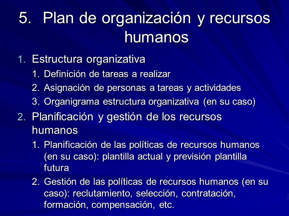 Plan de organización y recursos humanos