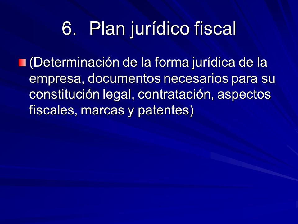 Plan jurídico fiscal