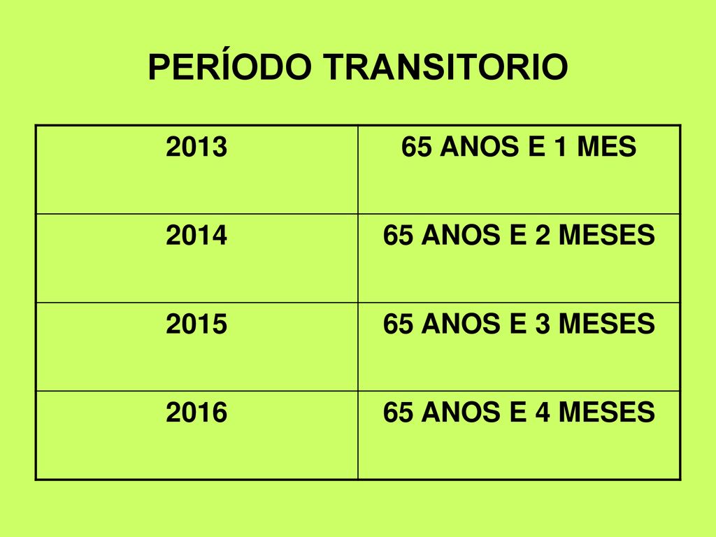 PERÍODO TRANSITORIO ANOS E 1 MES ANOS E 2 MESES 2015