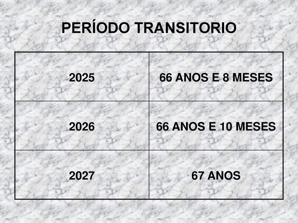PERÍODO TRANSITORIO ANOS E 8 MESES ANOS E 10 MESES