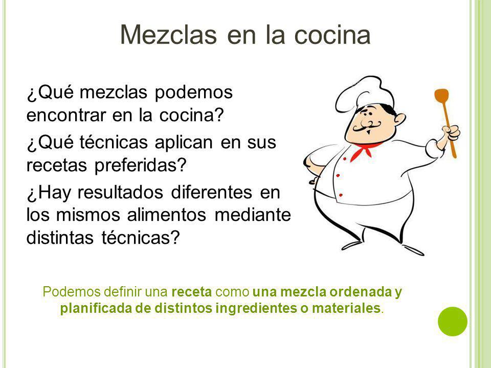Mezclas en la cocina ¿Qué mezclas podemos encontrar en la cocina