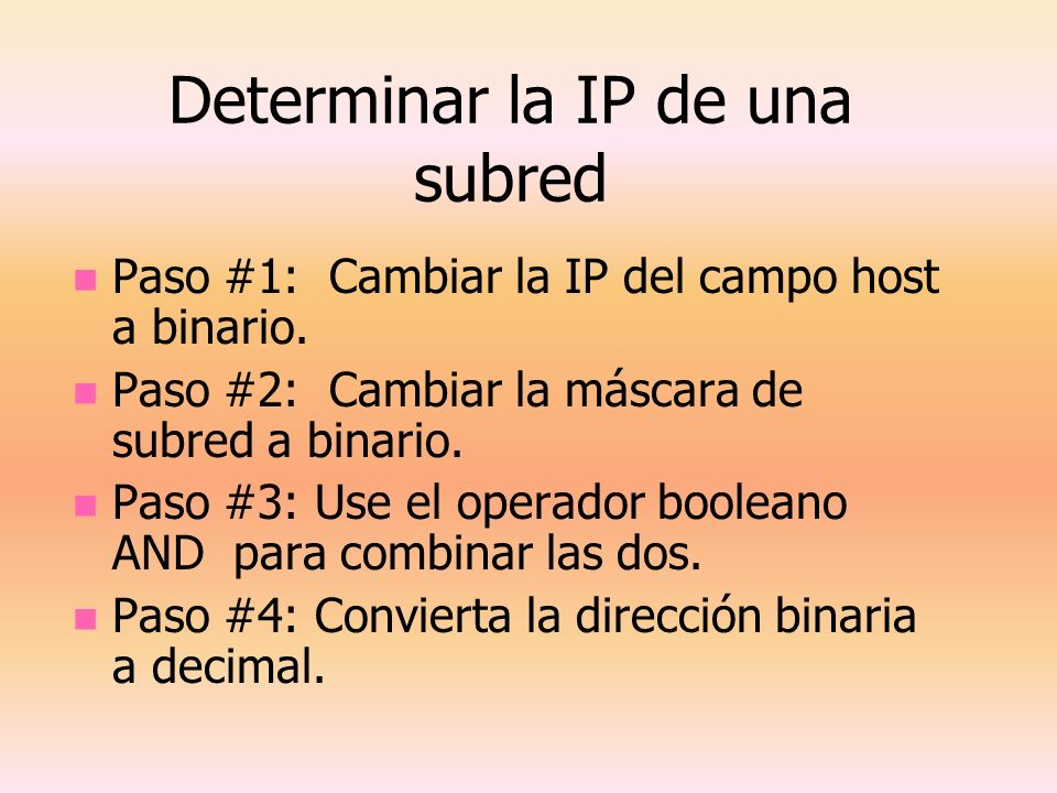 Determinar la IP de una subred