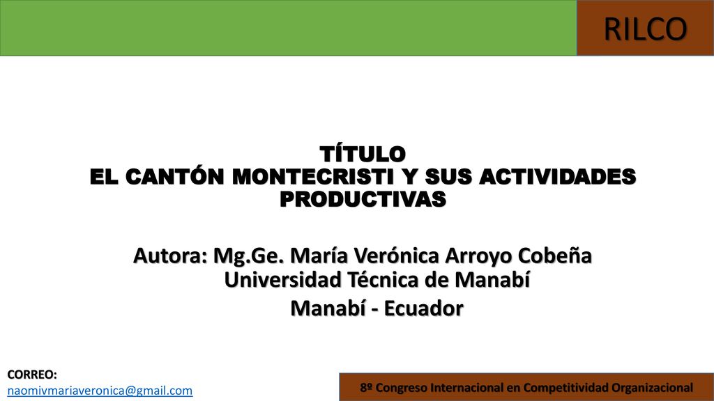TÍTULO EL CANTÓN MONTECRISTI Y SUS ACTIVIDADES PRODUCTIVAS