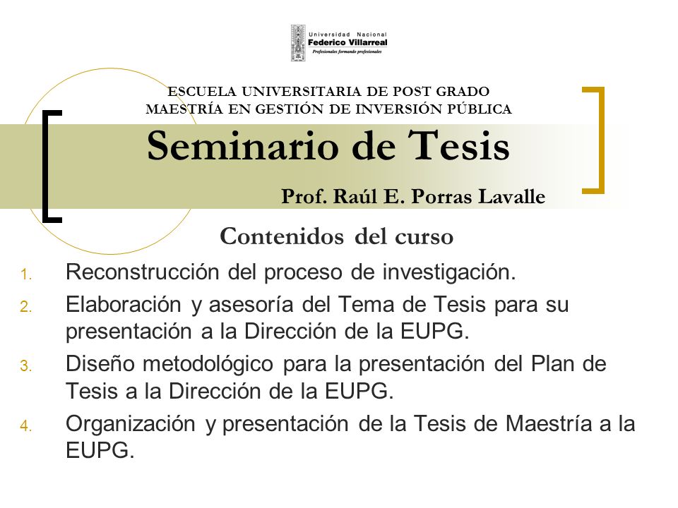 Contenidos del curso Reconstrucción del proceso de investigación.