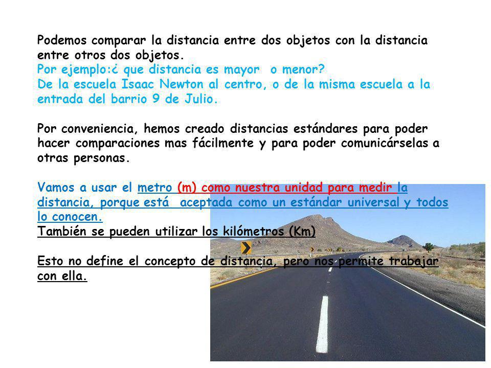Podemos comparar la distancia entre dos objetos con la distancia entre otros dos objetos.