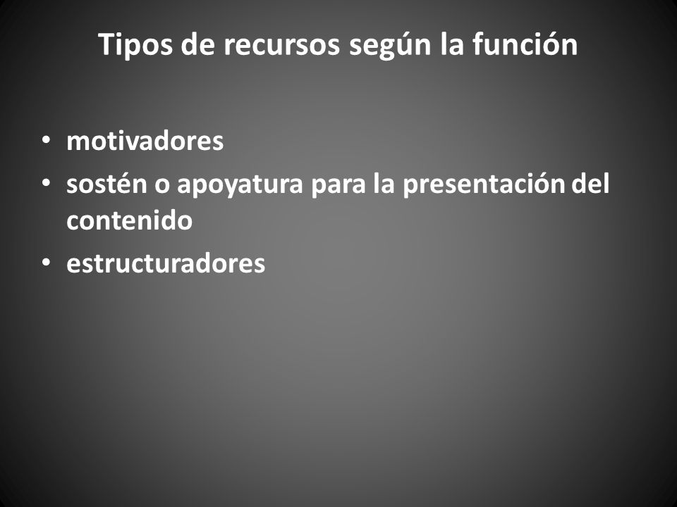 Tipos de recursos según la función