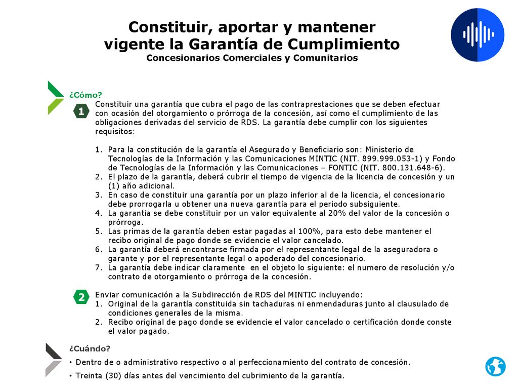Constituir, aportar y mantener vigente la Garantía de Cumplimiento