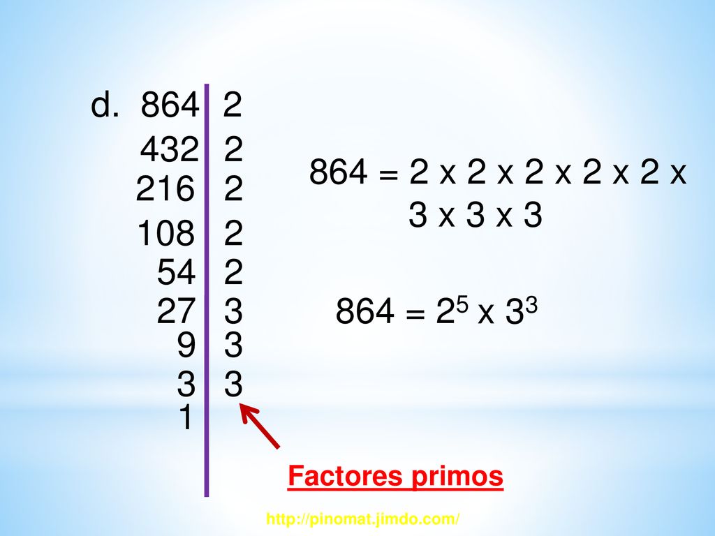 d = 2 x 2 x 2 x 2 x 2 x. 3 x 3 x = 25.