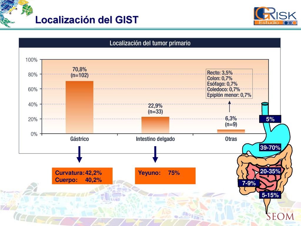 Localización del GIST 39-70% 20-35% 5-15% 5% 7-9% Curvatura: 42,2%