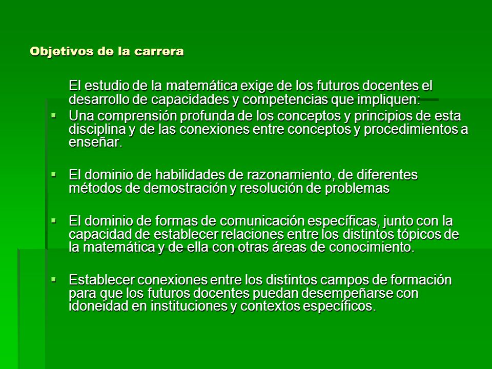 Objetivos de la carrera